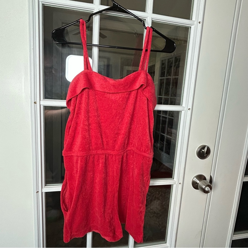 Vintage 1970’s Red Terry Cloth Romper, Size S/M